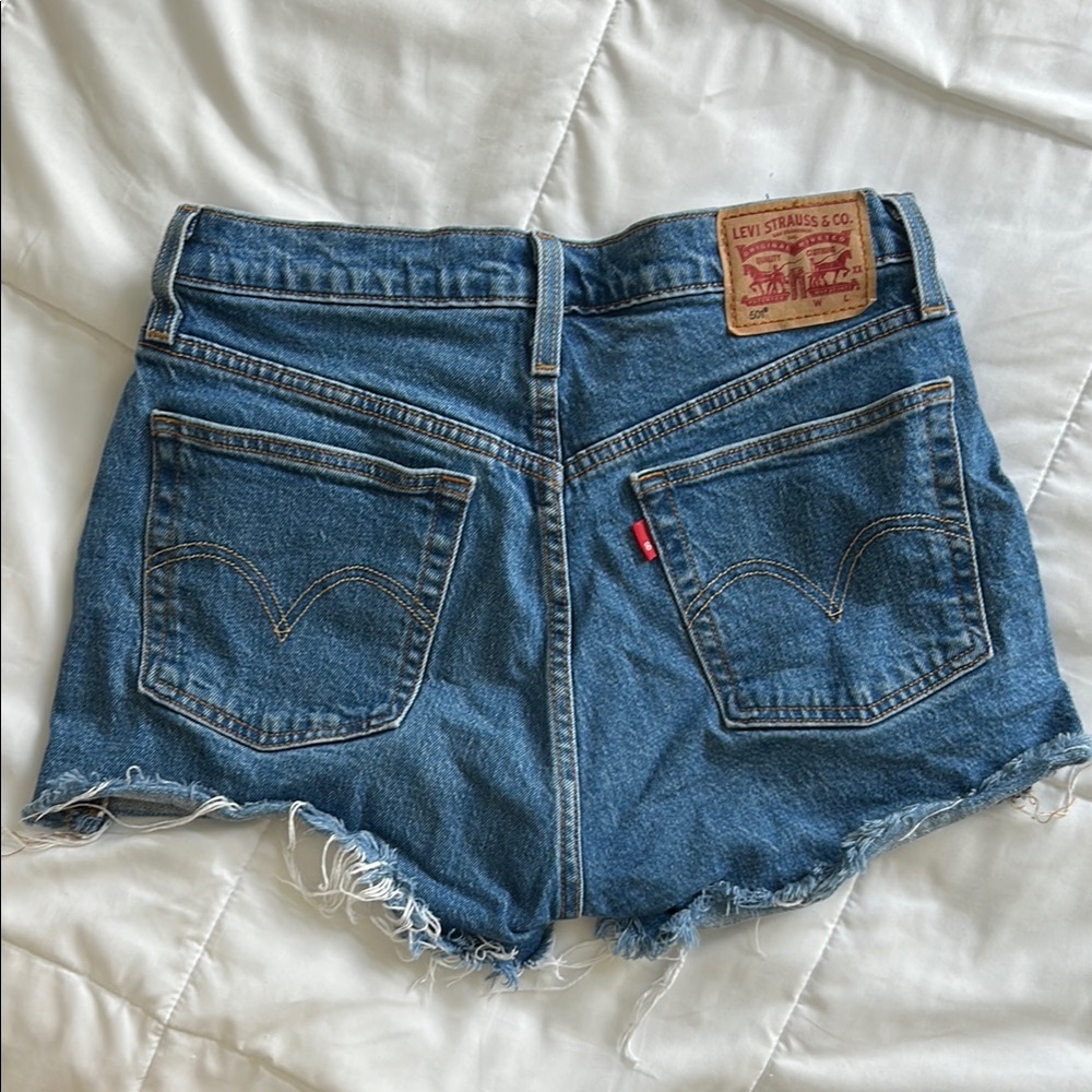 Levi's Blue Jean Shorts with Distressed Hem